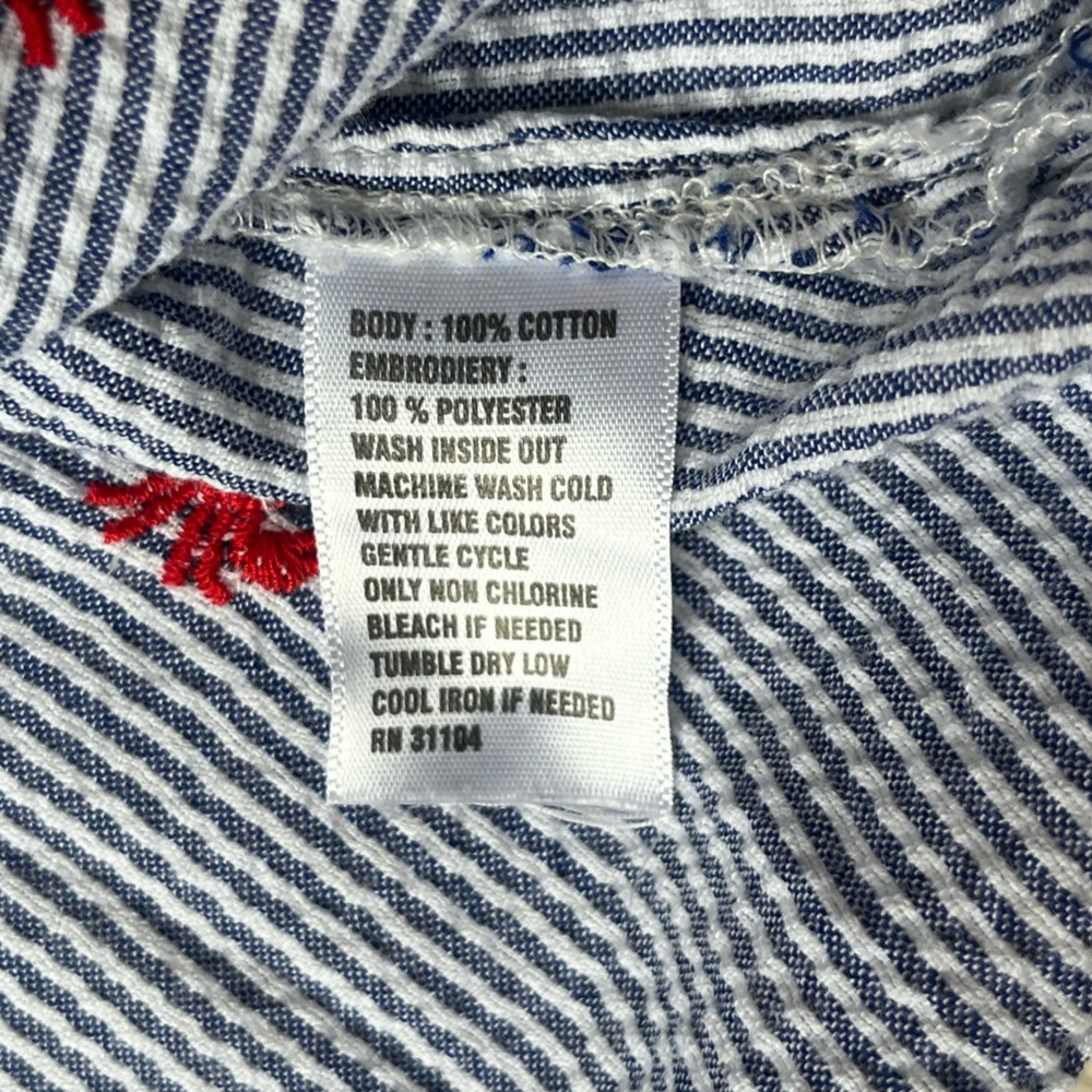 crown & ivy Blue and White Striped Sleeveless Blouse with Red Crab Embroidery - Picture 8 of 8